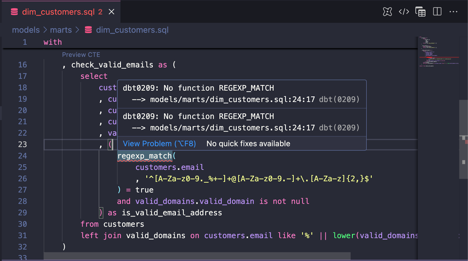 Showing function errors.